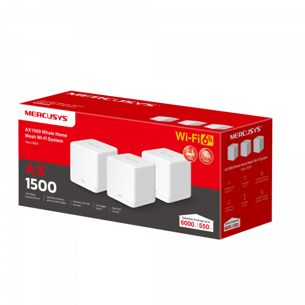 Mercusys Halo H60X(3-pack) Whole mesh Wi-Fi6 system, AX1500, Dual-band, Standarde - imagine 5