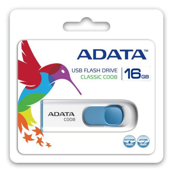 Memorie USB Flash Drive Adata C008, 16GB, USB 2.0, alb - imagine 3