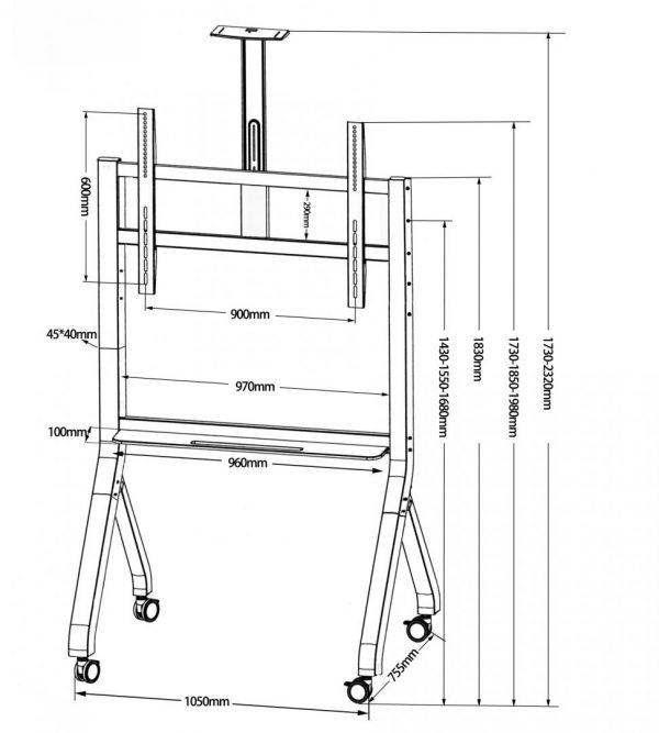 Stand TV mobil Serioux TV213CA, dimensiuni: 1050x755x2320mm, compatibilitate Max Vesa: - imagine 5