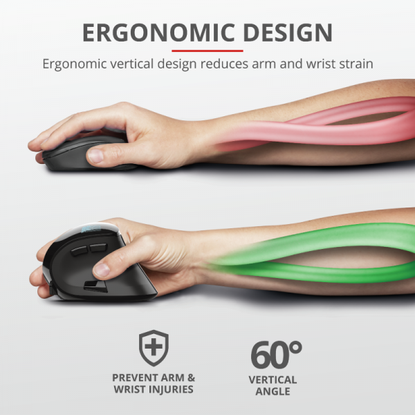 Mouse Trust Voxx, Rechargeable Ergonomic Wireless, negru - imagine 8