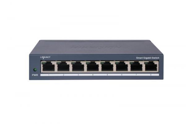 Switch 8 porturi Gigabit Hikvision DS-3E1508-EI(V2), L2, Smart Managed, 8