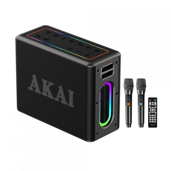 Boxa portabila Akai cu 2 micfrofoane wireless IPX6-80W - imagine 5