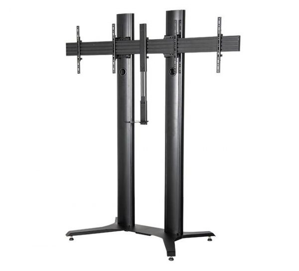 Stand mobil dublu B-Tech 56-65" 2m, negru