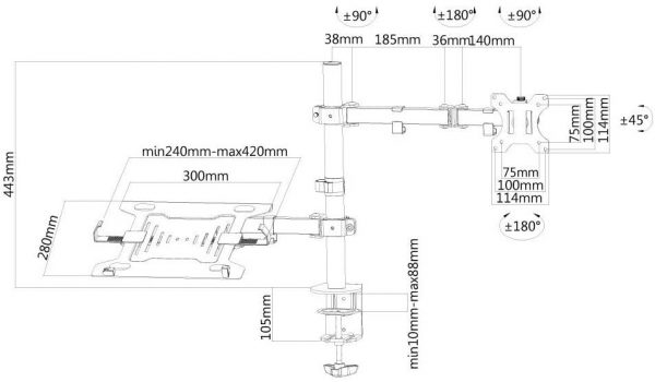 Suport Monitor de Birou, Neomounts by Newstar FPMA-D550NOTEBOOK, 10" - - imagine 3