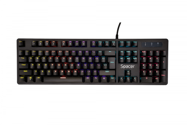 Tastatura Spacer WARRIOR cu fir, USB, switch-uri mecanice albastre, 50 - imagine 3