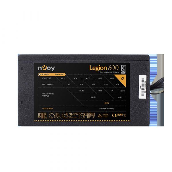 Sursa nJoy Legion 600, semi-modulara, 80 Plus Silver, Active PFC, - imagine 4