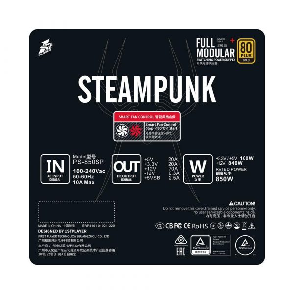 Sursa 1STPLAYER STEAMPUNK 850W 80 PLUS GOLD - imagine 7