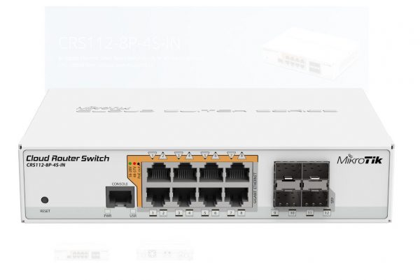 MikroTik Cloud Router Switch 112-8P-4S-IN with QCA8511 400Mhz CPU, 128MBRAM,
