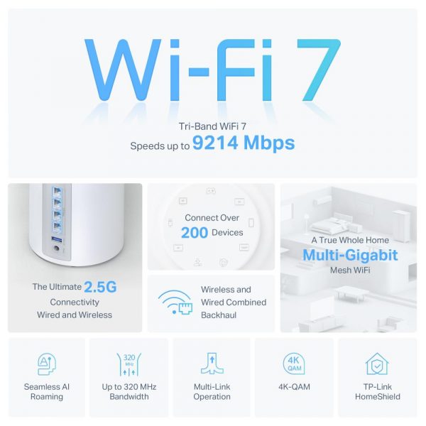 TP-LINK DECO BE65(2-PACK) Sistem Mesh WI-FI 7, BE9300, TRI-BAND, Standarde - imagine 6