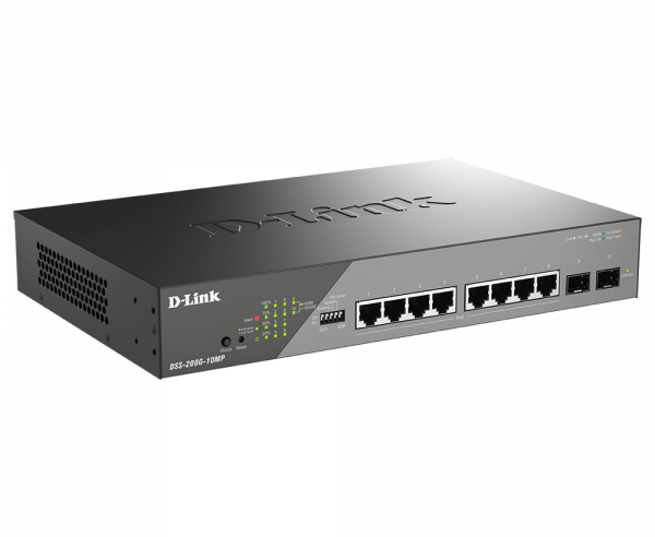 D-Link Switch DSS-200G-10MP, 8 porturi Gigabit POE, 2X SFP 1000Mbps, - imagine 4