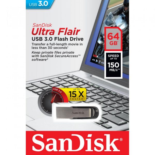 Memorie USB Flash Drive SanDisk Ultra Flair, 64GB, USB 3.0 - imagine 3