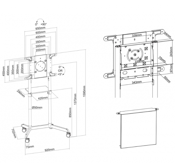 Stand mobil de podea, Neomounts by Newstar NS-M1250BLACK, 37"-70", VESA - imagine 4