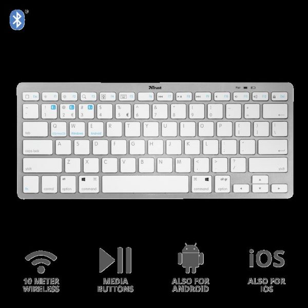 Tastatura Trust Nado, Bluetooth Wireless, alba - imagine 4