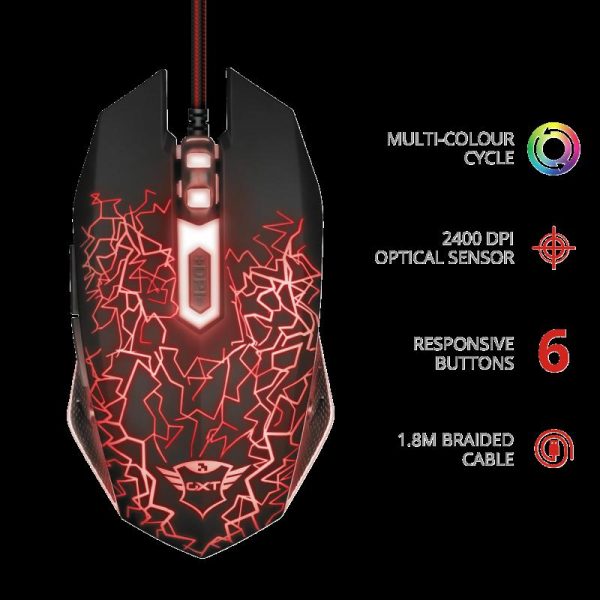 Mouse Trust GXT 105 Izza Illuminated Gaming, cu fir, RGB