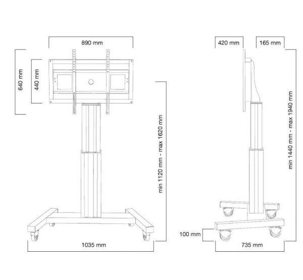 Stand mobil de podea Neomounts by Newstar PLASMA-M2500BLACK, 42"-100", VESA - imagine 5