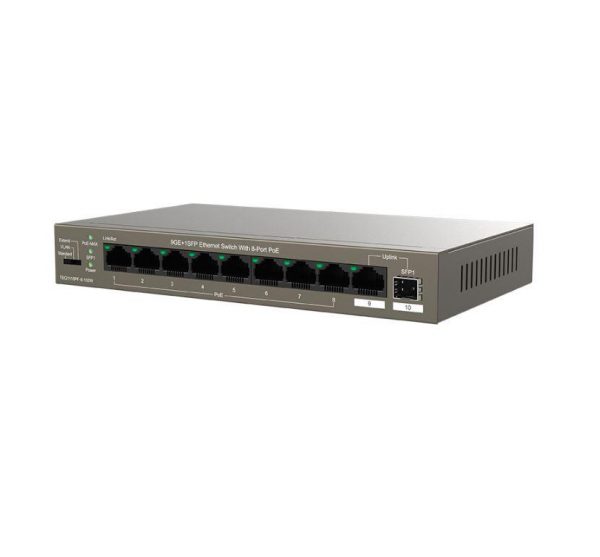 Tenda switch TEG1110PF-8-102W, 9GE+1SFP Ethernet Switch, 8-Port PoE, interfata: 8 - imagine 3