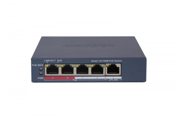 Switch 4 porturi PoE Hikvision DS-3E1105P-EI, L2, Smart Managed, 4