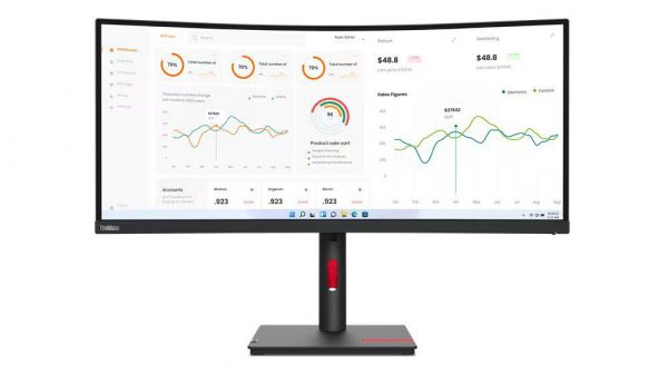 Monitor Lenovo ThinkVision T34w-30, 34" (3440x1440) WLED, Anti-glare, Curvature: 1500R,