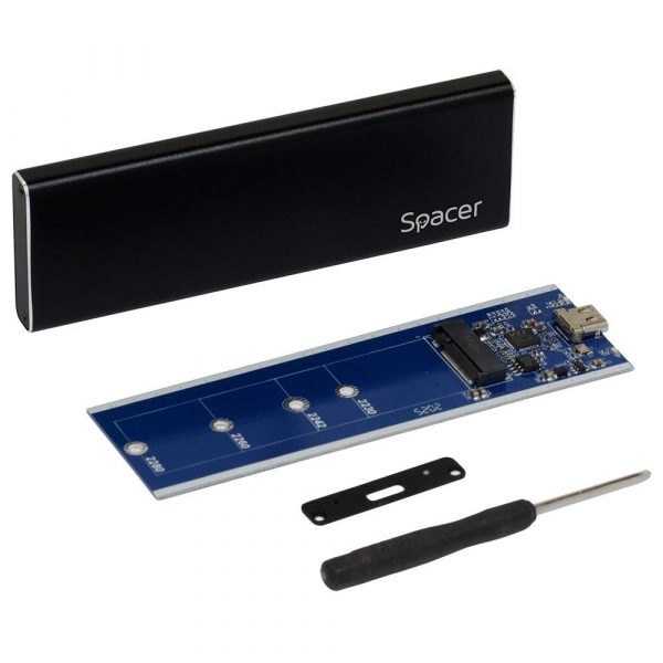 Rack extern Spacer SSD M.2 USB-C negru - imagine 4