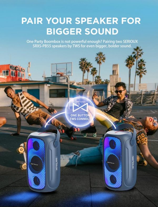 Boxa portabila Serioux PartyBoom, putere RMS: 55W, raport S/N - imagine 11