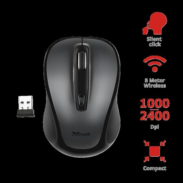 Mouse Trust Siero Silent Click, Wireless, negru - imagine 4
