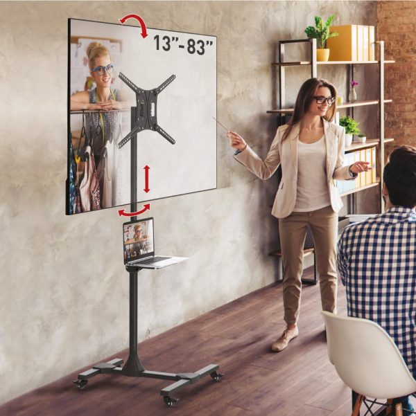 Suport Mobil de podea pentru TV plat/curbat Barkan + raft - imagine 6