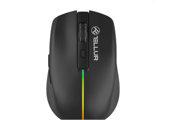 Mouse wireless Tellur Silent Click, interfata USB, rezolutie 1600 DPI,