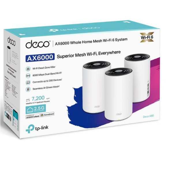 TP-Link AX6000 whole home mesh Wi-Fi 6 System, Deco X80(3-pack); - imagine 6