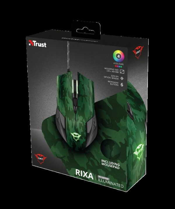 Mouse Trust GXT 781 Rixa Camo, Gaming Mouse, verde militar - imagine 11