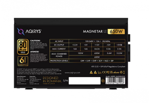 Sursa AQIRYS MAGNETAR LE ATX 650W 80 PLUS Gold - imagine 9