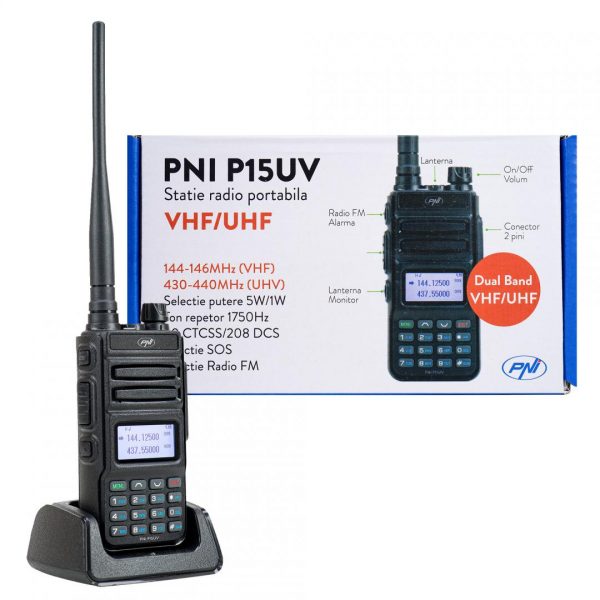 Statie radio portabila VHF/UHF PNI P15UV dual band, PNI-P15UV, 144-146MHz/430-440Mhz,