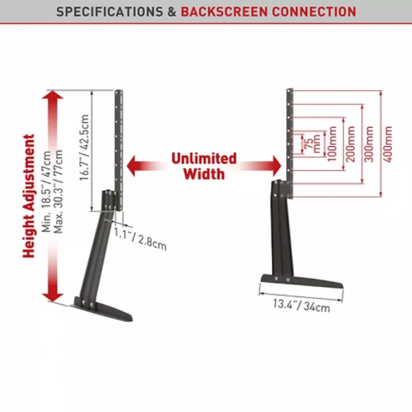 Suport TV de birou, Barkan S40, Fix, 32"-70", VESA 800x400, - imagine 3