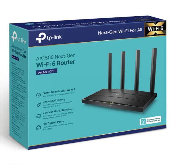 TP-LINK Wireless Router AX1500 WI-FI6, DUAL-BAND, ARCHER AX12; Standarde wireless: - imagine 5
