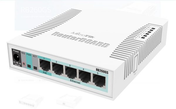 MIKROTIK SMALL SOHO SWITCH RB260GS CSS106-1G-1S, 5 X GIGABIT, Dimensiuni: