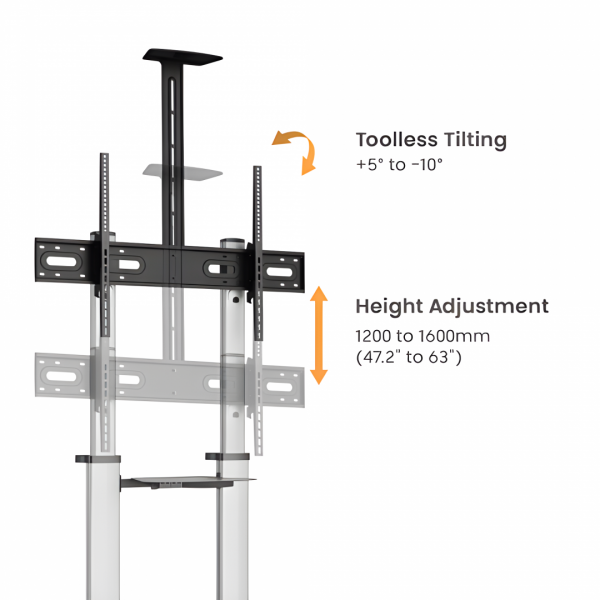Stand TV mobil Serioux  44-610TW, dimensiuni 1292x717x2327mm, compatibiliate dimensiune - imagine 7
