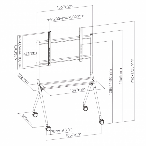 Stand TV mobil Serioux TV15068FW, compatibilitate  dimensiune ecran 50"-86, - imagine 10