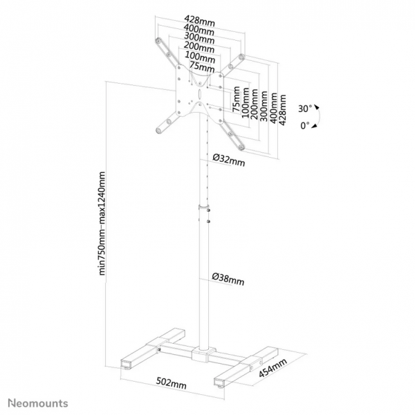 Stand podea mobil/fix Neomounts NS-FS100BLACK; pentru display-uri cu diagonale 10"-55", - imagine 3