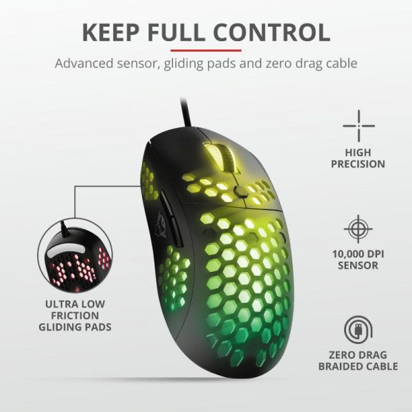 Mouse Trust GXT 960, Graphin Ultra-lightweight Gaming Mouse, negru - imagine 10