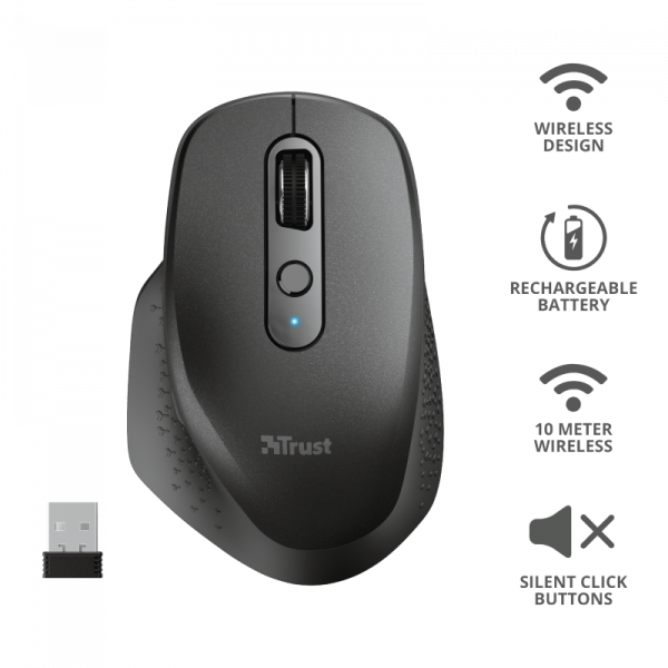 Mouse Trust Ozaa, Rechargeable Wireless, blue - imagine 3