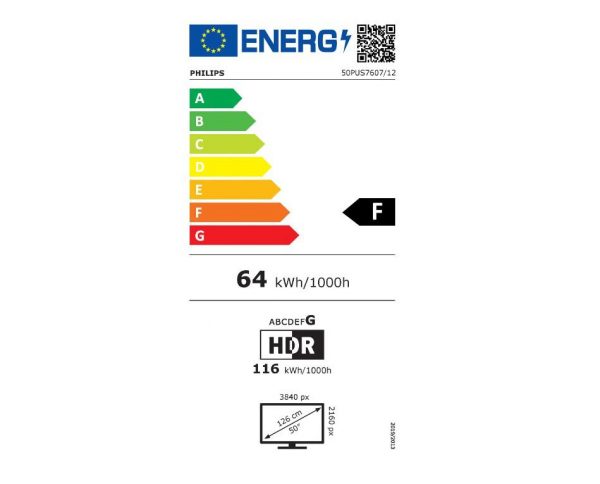 LED TV 4K 50''(126cm) PHILIPS 50PUS7607 - imagine 5