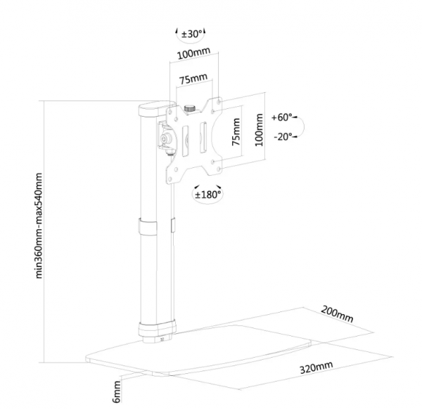 Suport monitor de birou Neomounts by Newstar 10"-30", 6kg, 100x100 - imagine 4