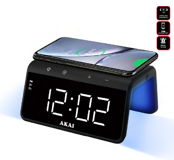 Ceas cu fct. de incarcare AKAI ACRB-2000, putere incarcare 10W