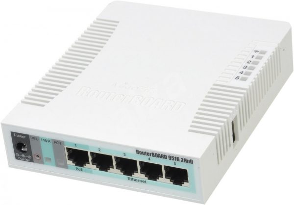 MIKROTIK WIRELESS SOHO GIGABIT AP 5-PORT, RB951G-2HND, 5* 10/100/1000Ethernet ports,