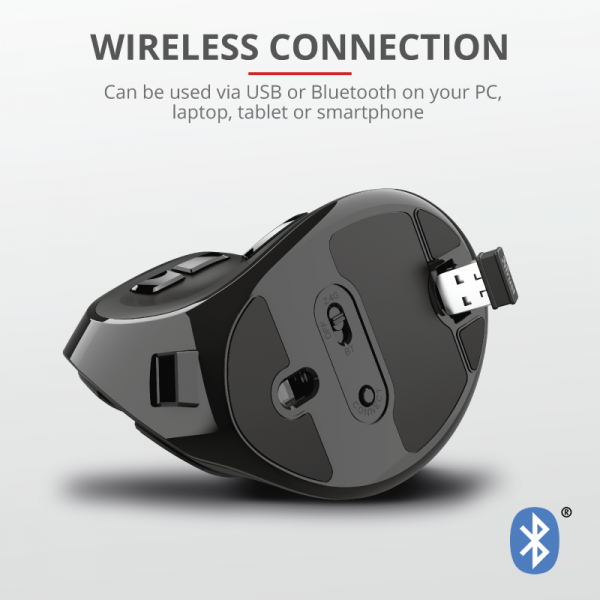 Mouse Trust Voxx, Rechargeable Ergonomic Wireless, negru - imagine 10