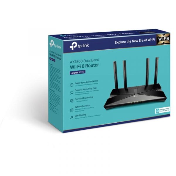 Router wireless TP-LINK Gigabit Archer AX20, Ax1800, WiFI 6, Dual-Band - imagine 4