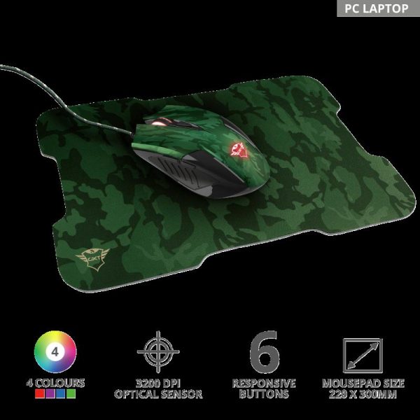 Mouse Trust GXT 781 Rixa Camo, Gaming Mouse, verde militar - imagine 6