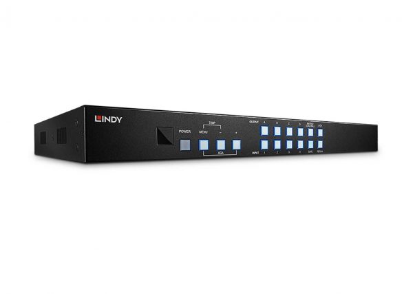 Lindy 4x4 HDMI Matrix Switch with Video Wall Scaling