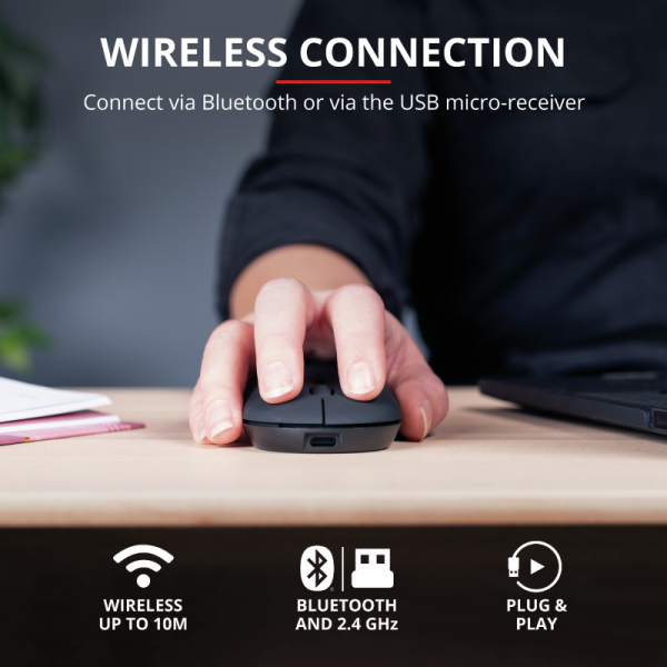 Mouse Trust Puck, Rechargeable Bluetooth, negru - imagine 3