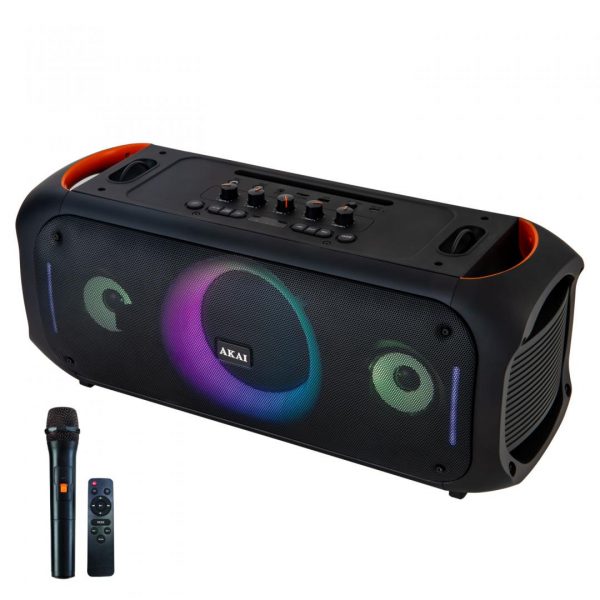 Boxa portabila Akai cu microfon fara fir si telecomanda, bluetooth