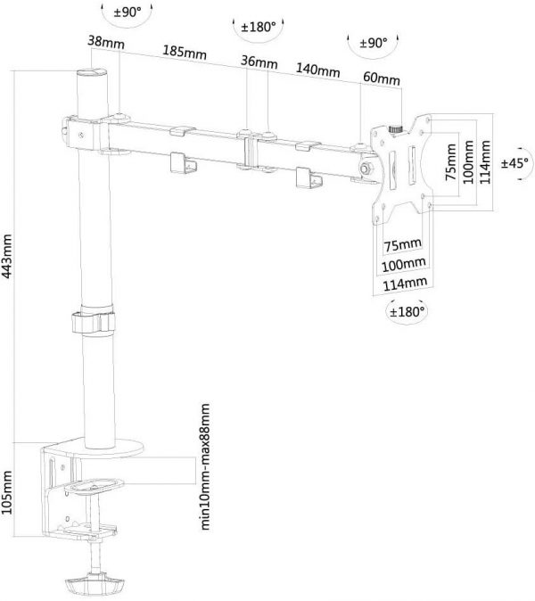 Suport Monitor de Birou, Neomounts by Newstar FPMA-D550BLACK, 10" - - imagine 4